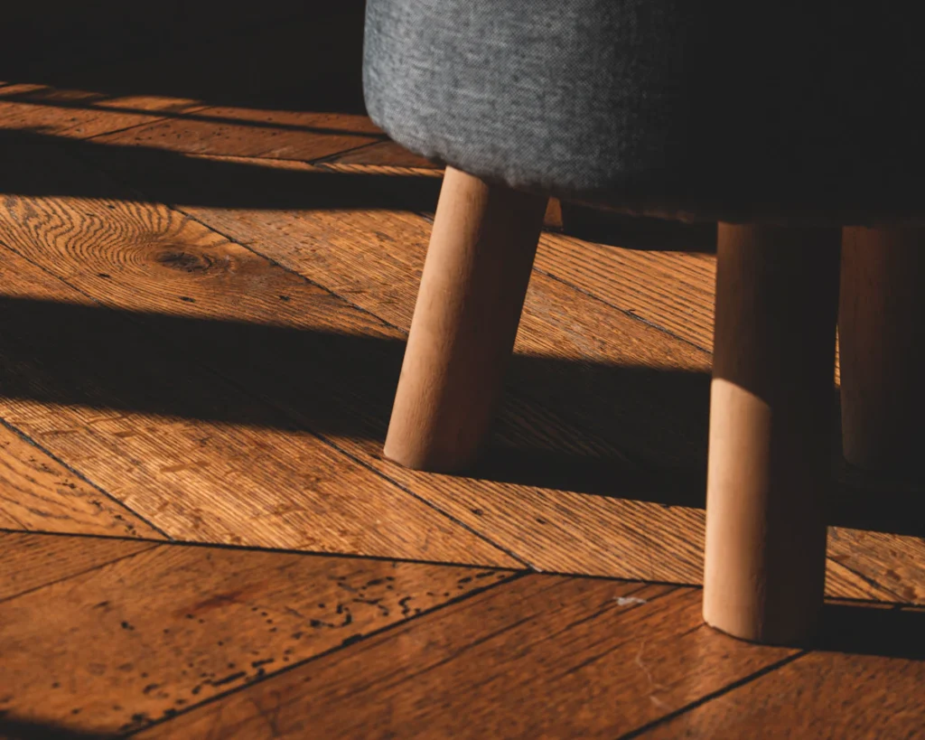 Dark strand-woven wood flooring in an apartment interior